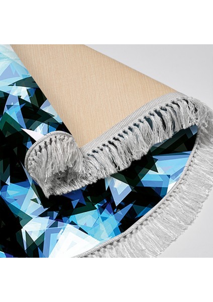 Kaymaz Dijital Mutfak & Salon Halı Yıldız Deri Saçaklı Yuvarlak Geometrik E5012 Mavi fırsatları