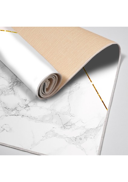 Kaymaz Dijital Mutfak & Salon Halı Yıldız Deri Geometrik E5008 Beyaz fırsatları