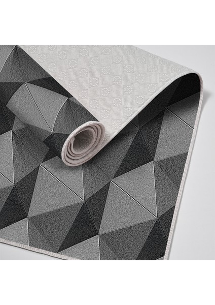 Kaymaz Dijital Mutfak & Salon Halı Trend Geometrik E5010 Gri