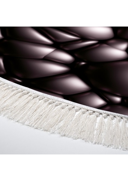 Kaymaz Dijital Mutfak & Salon Halı Trend Saçaklı Yuvarlak Geometrik E5009 Siyah modelleri