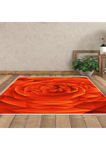 Kaymaz Dijital Mutfak & Salon Halı Trend Geometrik E5011 Turuncu