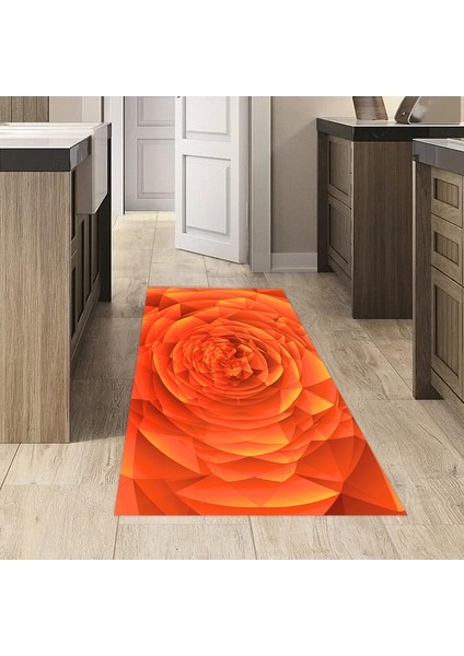 Kaymaz Dijital Mutfak & Salon Halı Trend Geometrik E5011 Turuncu