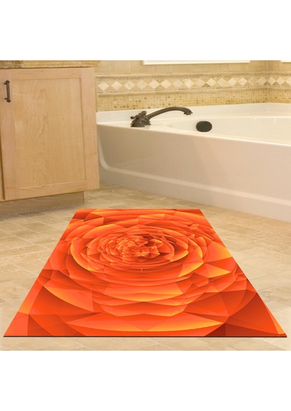 Kaymaz Dijital Mutfak & Salon Halı Trend Geometrik E5011 Turuncu