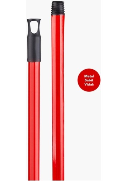 Kırmızı Saplı Metal Vidalı Fırça Sopası, 1 Adet, Dayanıklı ve Kullanışlı Ürün