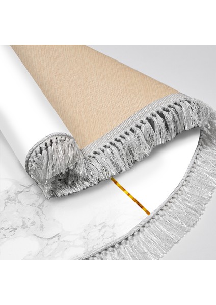 Kaymaz Dijital Mutfak & Salon Halı Yıldız Deri Saçaklı Yuvarlak Geometrik E5008 Beyaz fırsatları