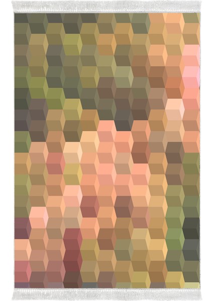 Kaymaz Dijital Mutfak & Salon Halı Trend Saçaklı Geometrik E5014 Renkli fiyatları