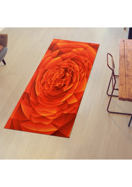 Kaymaz Dijital Mutfak & Salon Halı Star Pamuk Geometrik E5011 Turuncu