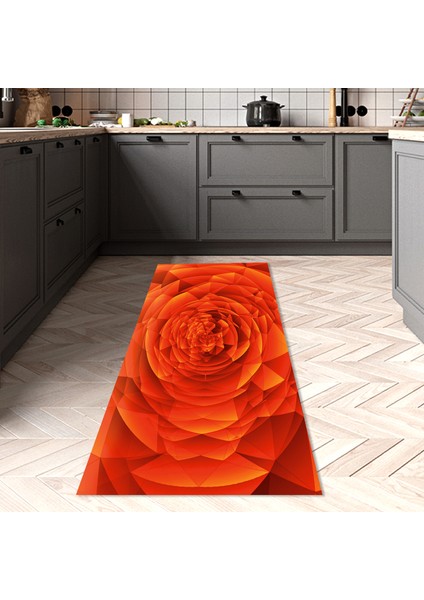 Kaymaz Dijital Mutfak & Salon Halı Star Pamuk Geometrik E5011 Turuncu