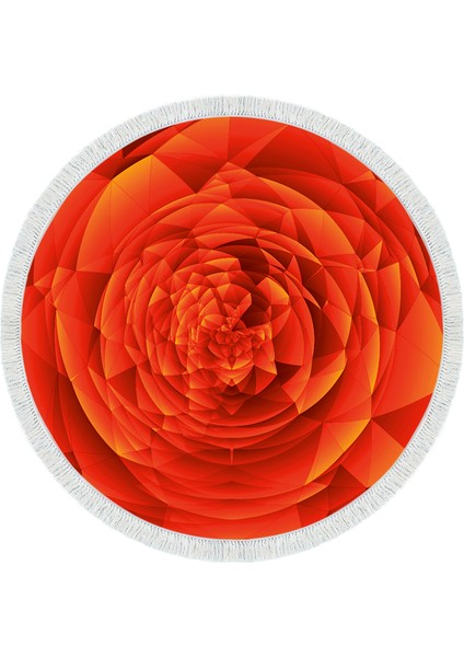 Kaymaz Dijital Mutfak & Salon Halı Yıldız Deri Saçaklı Yuvarlak Geometrik E5011 Turuncu