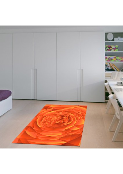 Kaymaz Dijital Mutfak & Salon Halı Star Pamuk Geometrik E5011 Turuncu