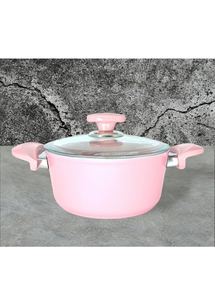 2 Parça Derin Tencere, Bio Granit, 18X10 Cm, 2 L, Pembe