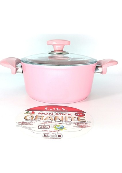 2 Parça Derin Tencere, Bio Granit, 18X10 Cm, 2 L, Pembe modelleri