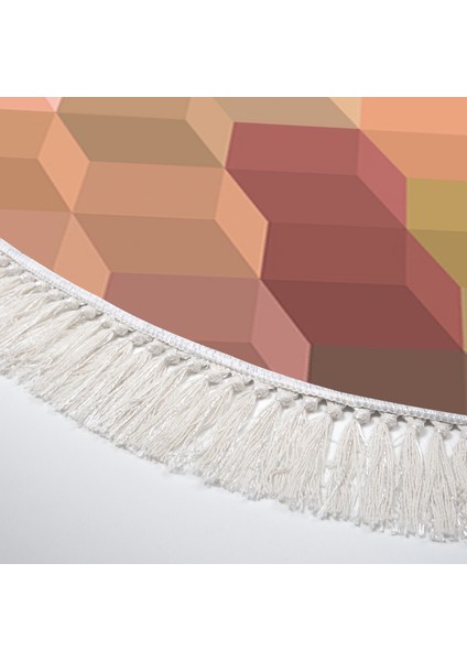 Kaymaz Dijital Mutfak & Salon Halı Yıldız Deri Saçaklı Oval Geometrik E5014 Renkli