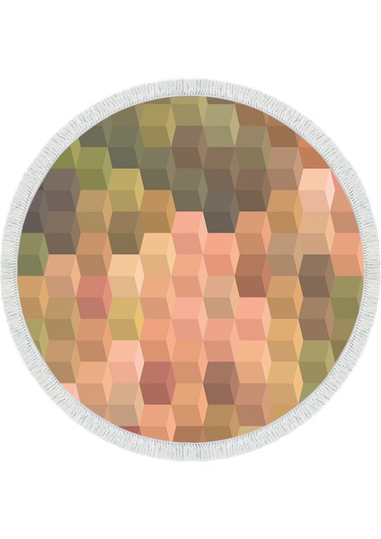 Kaymaz Dijital Mutfak & Salon Halı Star Pamuk Saçaklı Yuvarlak Geometrik E5014 Renkli fiyatları