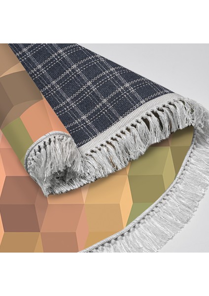 Kaymaz Dijital Mutfak & Salon Halı Star Pamuk Saçaklı Yuvarlak Geometrik E5014 Renkli fırsatları