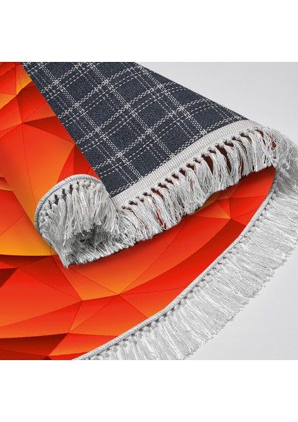 Kaymaz Dijital Mutfak & Salon Halı Star Pamuk Saçaklı Oval Geometrik E5011 Turuncu fırsatları