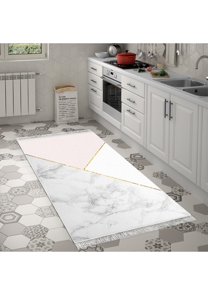 Kaymaz Dijital Mutfak & Salon Halı Yıldız Deri Saçaklı Geometrik E5008 Beyaz indirimleri