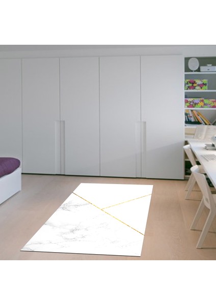 Kaymaz Dijital Mutfak & Salon Halı Trend Geometrik E5008 Beyaz