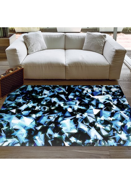 Kaymaz Dijital Mutfak & Salon Halı Trend Geometrik E5012 Mavi