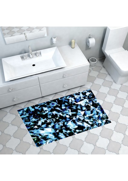 Kaymaz Dijital Mutfak & Salon Halı Trend Geometrik E5012 Mavi
