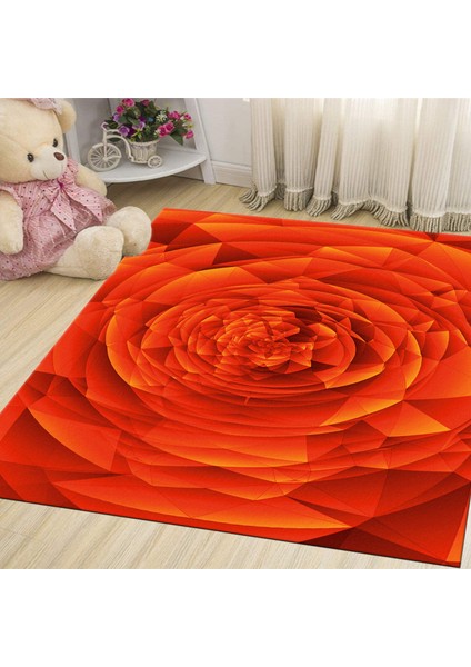 Kaymaz Dijital Mutfak & Salon Halı Yıldız Deri Geometrik E5011 Turuncu