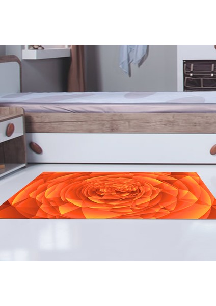 Kaymaz Dijital Mutfak & Salon Halı Yıldız Deri Geometrik E5011 Turuncu