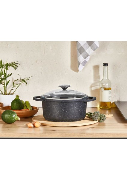 Döküm Derin 22 cm Tencere, Gri, Dayanıklı ve Şık Mutfak Gereci