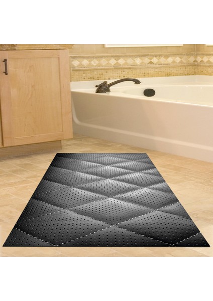 Kaymaz Dijital Mutfak & Salon Halı Trend Geometrik E5013 Siyah