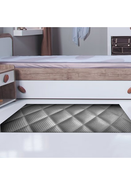 Kaymaz Dijital Mutfak & Salon Halı Star Pamuk Geometrik E5013 Siyah