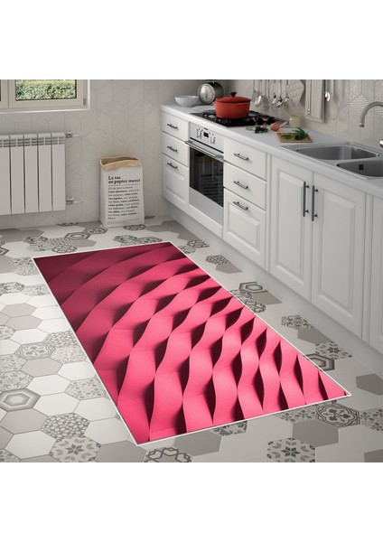 Kaymaz Dijital Mutfak & Salon Halı Star Pamuk Geometrik E5017 Pudra