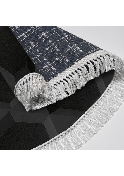 Kaymaz Dijital Mutfak & Salon Halı Star Pamuk Saçaklı Oval Geometrik E5016 Siyah fırsatları