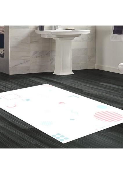Kaymaz Dijital Mutfak & Salon Halı Yıldız Deri Geometrik E5015 Beyaz