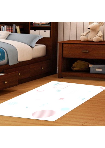 Kaymaz Dijital Mutfak & Salon Halı Yıldız Deri Geometrik E5015 Beyaz