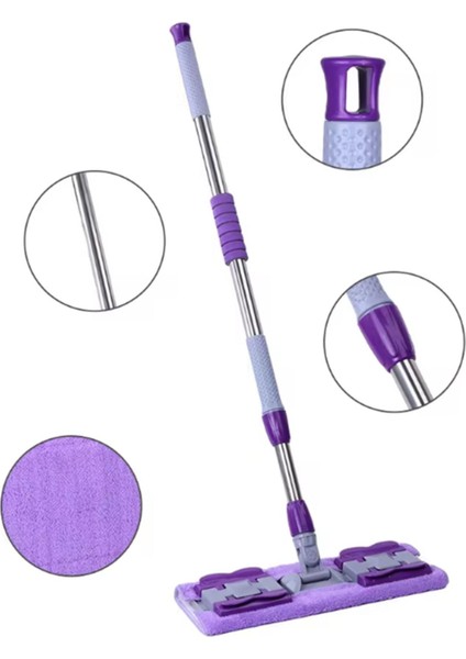 Mor Kıskaçlı Cam ve Yüzeyler Için Mikrofiber Silme Mop 100 cm modelleri