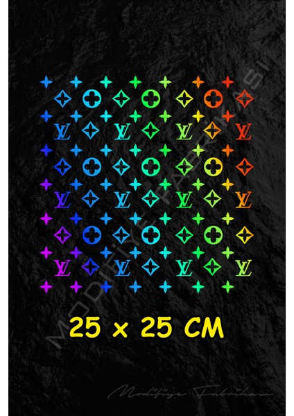 Lv Desen Kaplama Sticker - Araba -Motor - Kask - Hologram - 25X25 cm