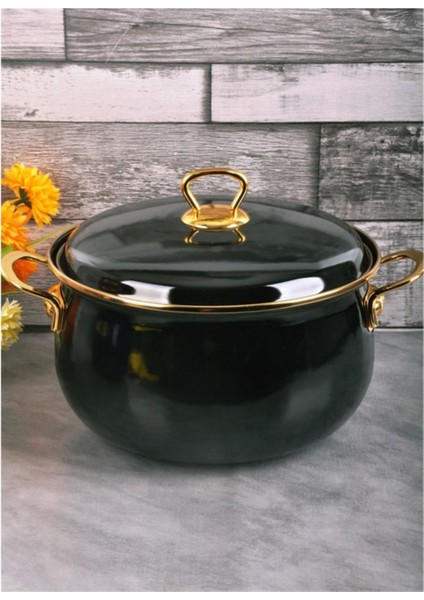 Emaye Tencere 20 cm Siyah ve Beyaz, Sağlıklı ve Dayanıklı Mutfak Eşyası