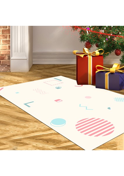 Kaymaz Dijital Mutfak & Salon Halı Star Pamuk Geometrik E5015 Beyaz