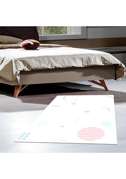 Kaymaz Dijital Mutfak & Salon Halı Star Pamuk Geometrik E5015 Beyaz
