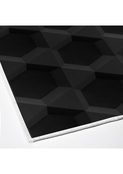 Kaymaz Dijital Mutfak & Salon Halı Trend Geometrik E5016 Siyah