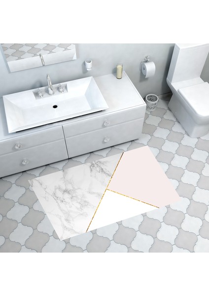 Kaymaz Dijital Mutfak & Salon Halı Trend Geometrik E5008 Beyaz