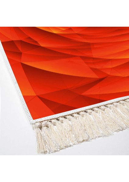 Kaymaz Dijital Mutfak & Salon Halı Trend Saçaklı Geometrik E5011 Turuncu modelleri
