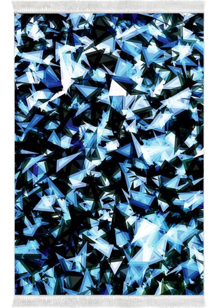 Kaymaz Dijital Mutfak & Salon Halı Trend Saçaklı Geometrik E5012 Mavi fiyatları