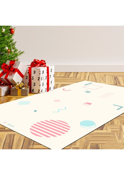 Kaymaz Dijital Mutfak & Salon Halı Yıldız Deri Geometrik E5015 Beyaz