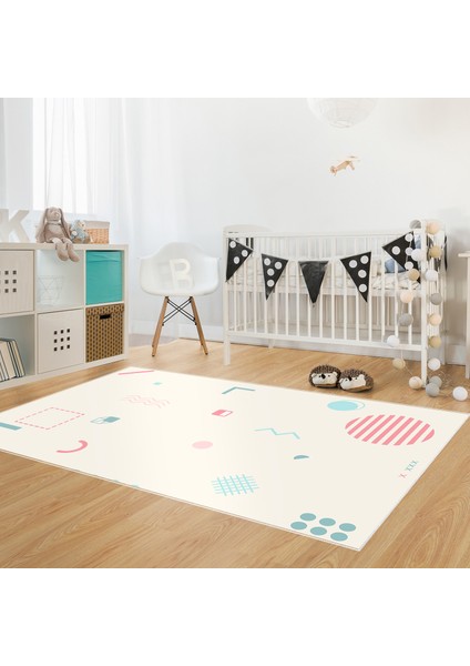 Kaymaz Dijital Mutfak & Salon Halı Yıldız Deri Geometrik E5015 Beyaz