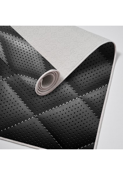 Kaymaz Dijital Mutfak & Salon Halı Trend Geometrik E5013 Siyah