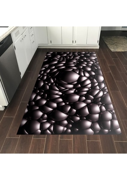 Kaymaz Dijital Mutfak & Salon Halı Star Pamuk Geometrik E5009 Siyah indirimleri