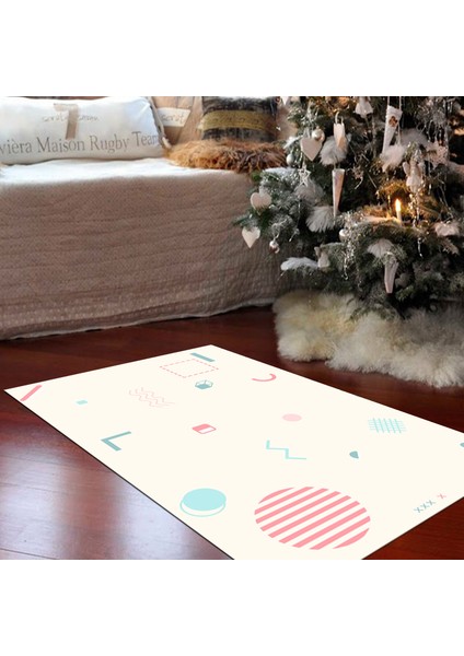 Kaymaz Dijital Mutfak & Salon Halı Trend Geometrik E5015 Beyaz