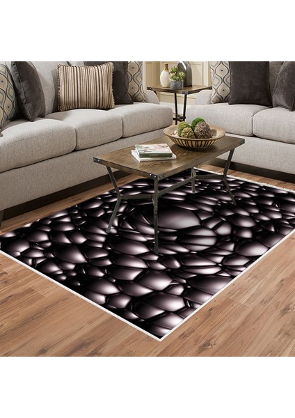Kaymaz Dijital Mutfak & Salon Halı Trend Geometrik E5009 Siyah