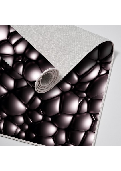 Kaymaz Dijital Mutfak & Salon Halı Trend Geometrik E5009 Siyah