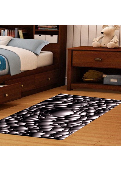 Kaymaz Dijital Mutfak & Salon Halı Trend Geometrik E5009 Siyah